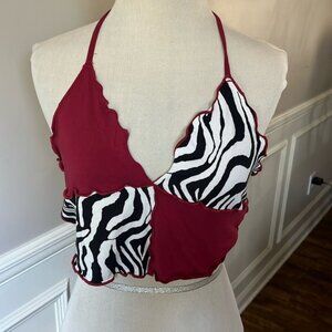 NWOT SHEIN Zebra Print Halter Top Women’s Large